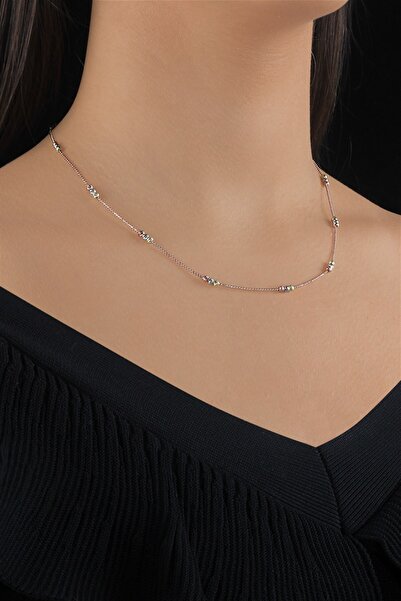 Ziu 925 Ayar 4 gram Dorika Şık Kadın Gümüş Kolye Uzunluk 45 Cm