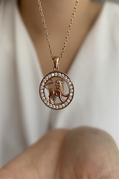 Ziu 925 Ayar 2,7 Gram Aslan Burcu Rose Kolye