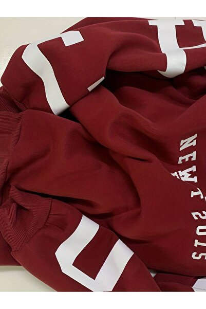 Machetta Unisex Büyük Beden Chicago Baskılı Bisiklet Yaka Oversize Sweatshirt Hoodie