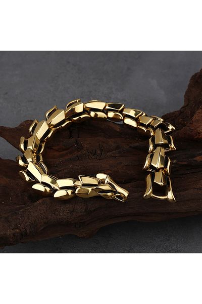 Viking Stainless & Tarnish Resistant 316L Steel Bracelet with Ouroboros Dragon Design