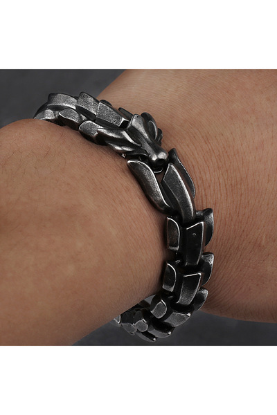 Viking سوار من الفولاذ المقاوم للصدأ والتشويه 316L بتصميم التنين من Ouroboros