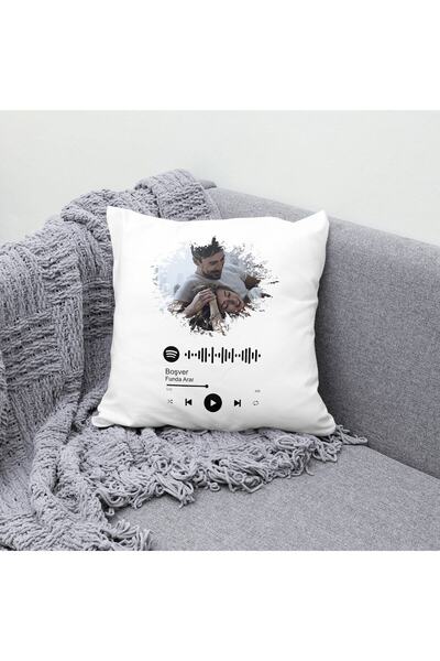 TexKid Kişiye Özel Fotoğraflı Spotify Barkodlu Yastık