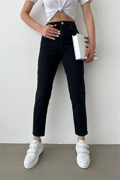 MAKRAS EXCLUSIVE Pantaloni Skye Colorfast Lycra negri anii 90 vintage Jeans (mult complet)
