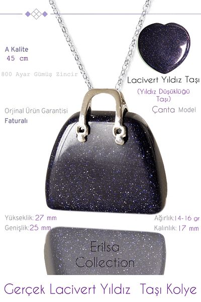 Tesbih Atölyesi Certified Bag Model Navy Blue Star Stone Necklace