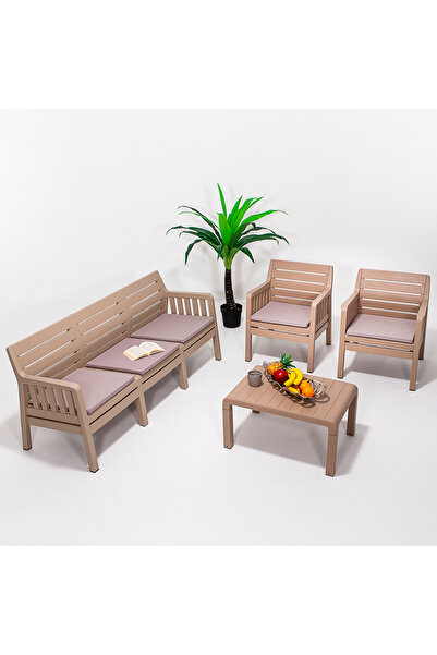 MOBETTO Lara Minderli 3 1 1 S Bahçe Takımı Balkon - Bahçe - Teras Mobilyası /...
