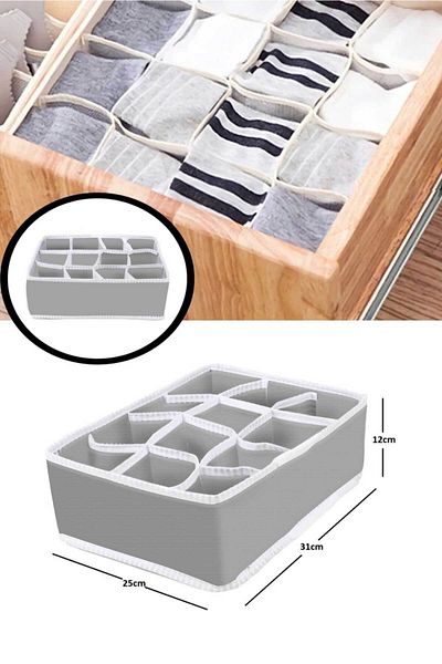 Serstil 12 Compartment Anthracite Classic Drawer - Organized Inside