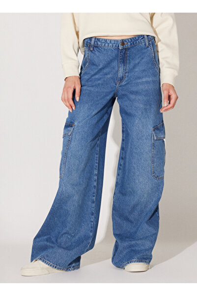 Lee Normal Bel Geniş Paça Loose Fit Mavi Kadın Denim Pantolon L34NHLD67-Mavi