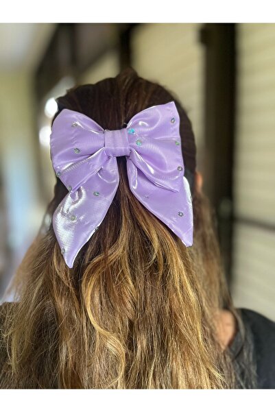 Atılgan Grp Saten Boncuklu Lila Fiyonk Toka, Otomatik Toka, Kadın, Çocuk Toka...