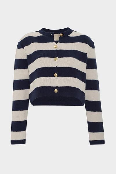 Açelya Okcu Ζακέτα Premium Crew Neck ριγέ Crop Knitwear