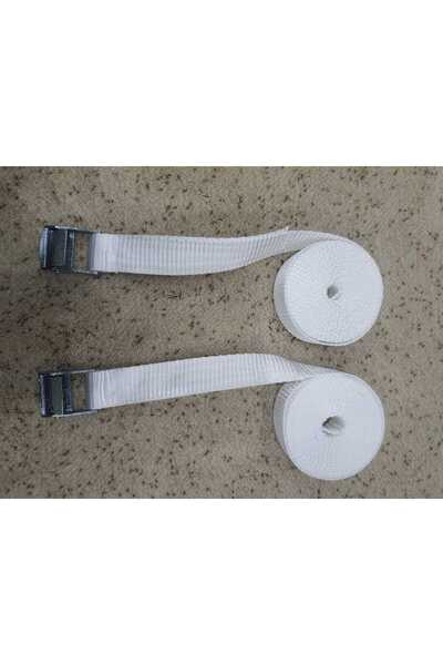 2 Adet (3 MT) Spanzet Zamak 25mm Mini Mandal Gerdirme Tokalı Yük Bağı Beyaz