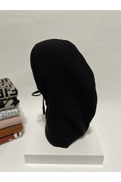 Onur قبعة - قبعة تريكو سوداء بالاكلافا قبعة محبوكة بغطاء للرأس تحافظ على الدف...