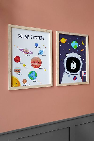 Wooden Factory Set de 2 picturi pentru copii cu tematică Sistemul Solar