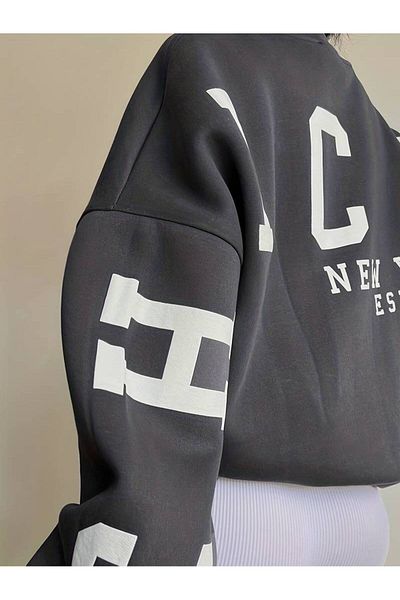 Keywest Unisex Oversize Φούτερ με κουκούλα Chicago με στάμπα