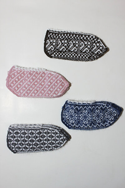 lelies Kadın Yün Örgü Simli Patik Çeyizlik Hediyelik Bohçalık 4'lü