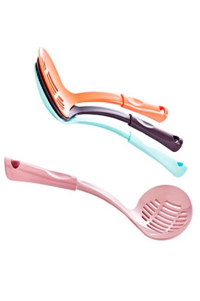 Kazanabil FRYING AND SERVING ladle with hanging polycarbonate strainer