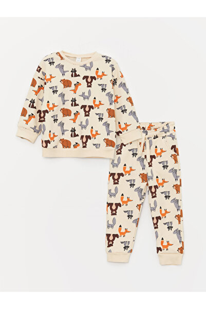 LC Waikiki Bisiklet Yaka Uzun Kollu Baskılı Erkek Bebek Sweatshirt ve Eşofman...