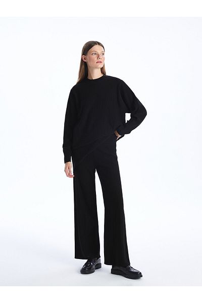 LC Waikiki Women's Knitwear Trousers with Wide Leg and Elastic Waist