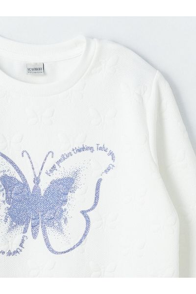 LC Waikiki Crew Neck - Girl's Printed Long Sleeve Sweatshirt