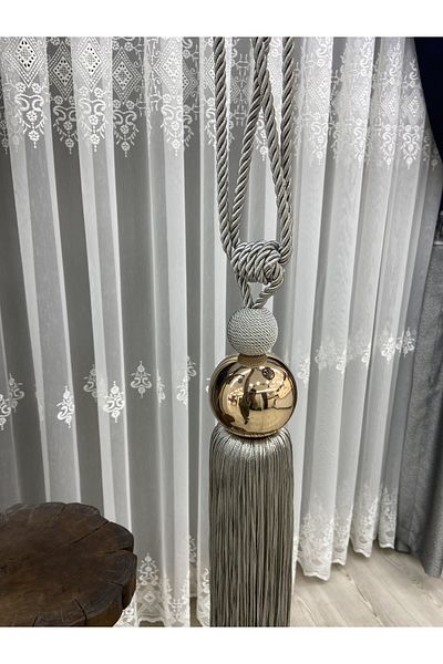 Akcan Light Gray Color Gold Metallized Short Braçol