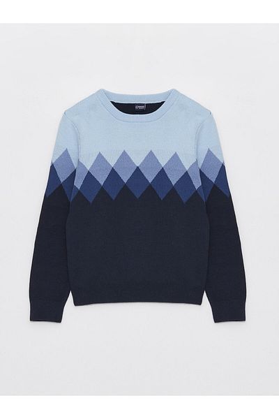 LC Waikiki Boys' Knitwear Sweater - Long Sleeve, Crew Neck, Patterned