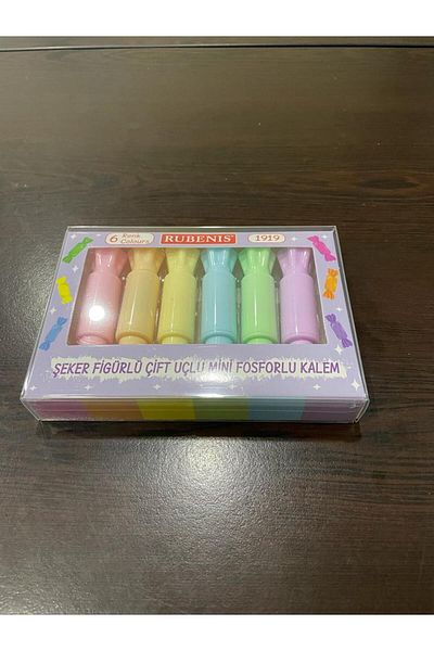 Rubenis 6 COLOR SUGAR FIGURE DOUBLE TIP MINI PHOSPHORUS PEN SET