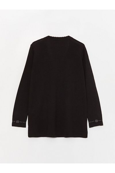 LC Waikiki V-Neck Embroidered Long Sleeve Women's Knitwear Cardigan
