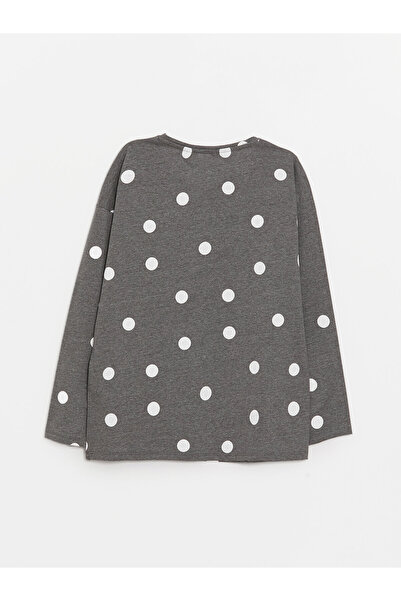 LC Waikiki Crew Neck Polka Dot Long Sleeve Women's Pajama Top