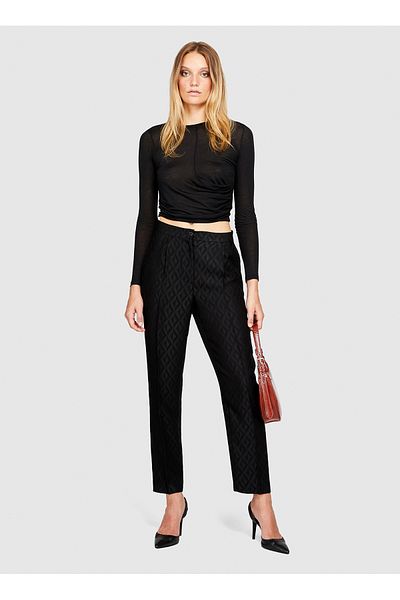 Sisley Tricou negru pentru femei cu gât crew 3XFRL1049