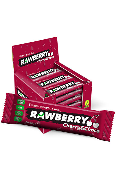 Rawberry Cherry Choco Şeker Ilavesiz Vegan Glütensiz Kuruyemiş Bar 15 Adet