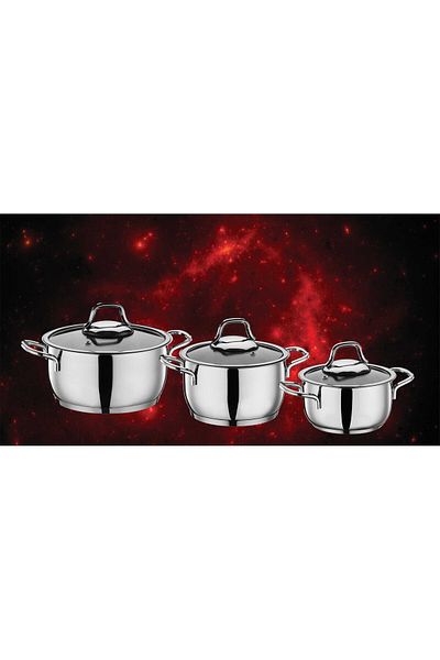decorev Stainless Thick Bottom Seginus Steel Casserole Pot Set 6 Pieces Brillant Tn-6088