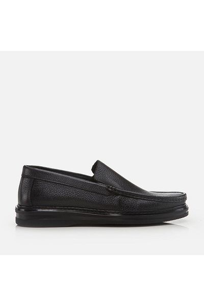 Hotiç Black Genuine Leather Men's Loafer