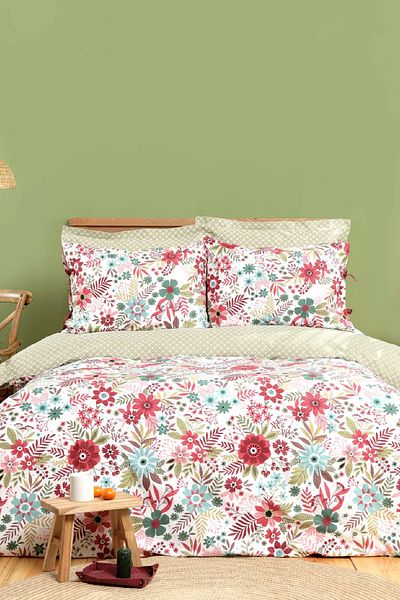 Karaca Home Set cuvertură de pilota dublă Antro Green 100% bumbac