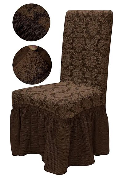 ELHOŞ 6 Τεμάχια Κάλυμμα Καρέκλας JACQUARD LUXURY. Κάλυμμα καρέκλας με ελαστικό πλενόμενο με φούστα Lycra