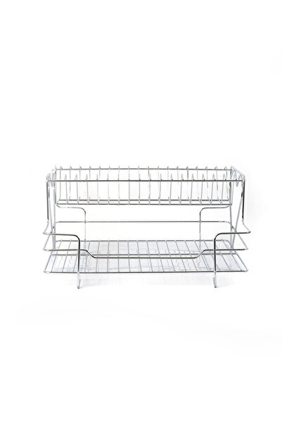 Rafiste Bulaşıklık Bulaşık Sepeti 2 Katlı Tabaklık Küçük Kalp Model Krom