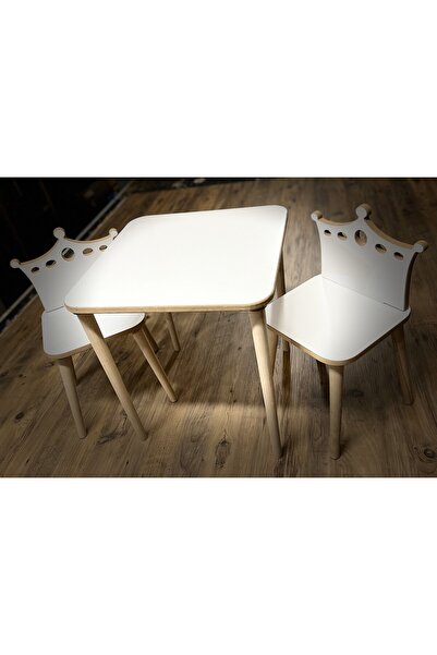 White Queen Kids Table Chair Set Activity Table Desk 1 Table 2 Chairs