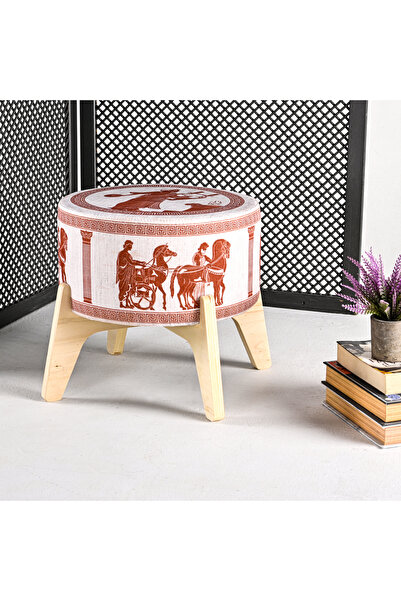 Armi Puf Antik Efes Desenli Ayaklı Puf 2 Kırlent Kılıfı