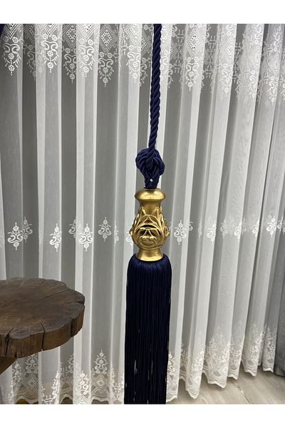 Akcan Navy Blue Color Gold Tulip Long Braçol