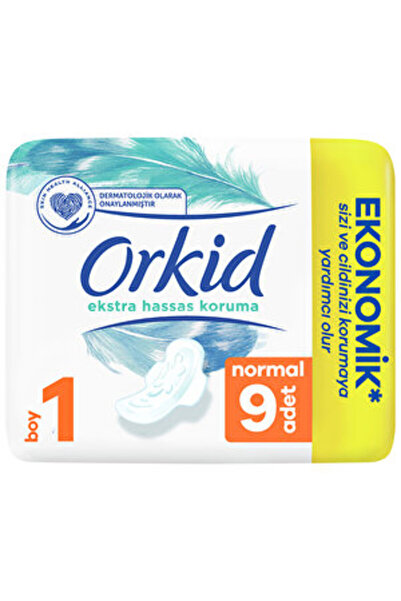 Orkid ( 3 قطع ) فوط صحية فردية للحماية الحساسة من أوركيد عادية 9 عبوات (الحجم 1)