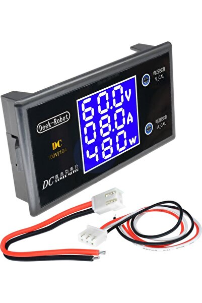 EmAyCenter Dc 0-100V 10A Digital Voltmetre Ampermetre ve Wattmetre Deekrobot 0-1000W Mavi LCD