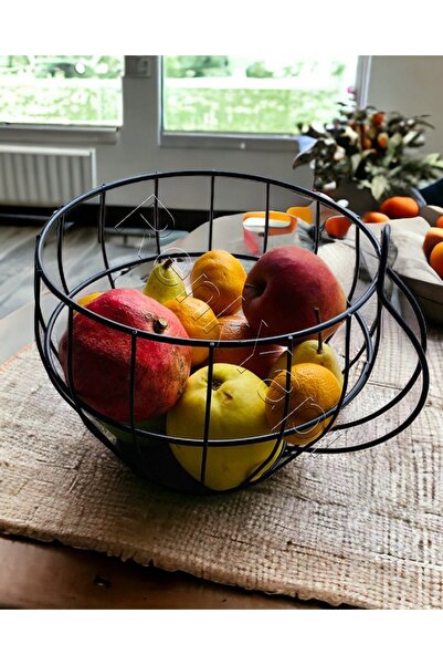 RENK YAPI RÜYASI MEYVELİK, SİYAH METAL UZUN ÖMÜRLİ MEYVE SEPETİ