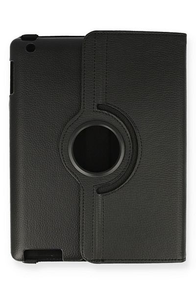 AQUA AKSESUAR iPad 3 9.7 Compatible Case 360 Rotating Leather Protected Tablet Case - Black