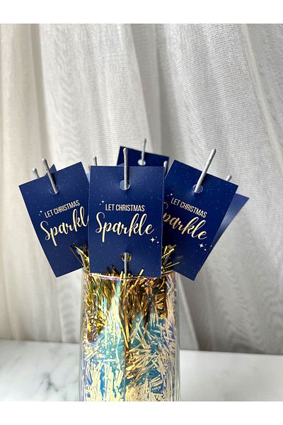 The Istanbul Event Σετ 10 Ναυτικό Μπλε Πρωτοχρονιάτικο Φακό "Let Christmas Sparkle" - Πρωτοχρονιάτικο Φακό - Πρωτοχρονιάτικο Στολίδι