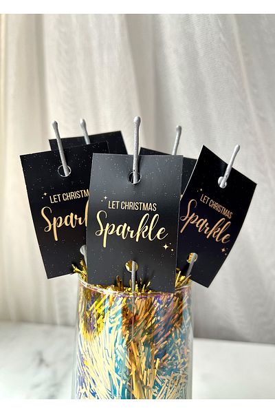 The Istanbul Event 10-Piece Black Christmas "Let Christmas Sparkle" Torch - New Year Torch - Christmas Ornament