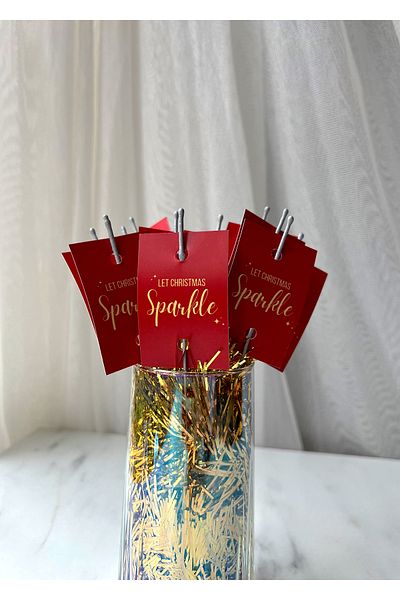 The Istanbul Event 10-Piece Red Christmas "Let Christmas Sparkle" Torch - New Year Torch - Christmas Ornament