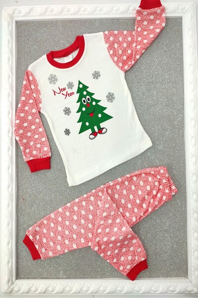 dubi baby Supermini Red Color Unisex Pointed Christmas Agaç Patterned 2-Piece...