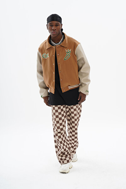 SaintGreyHills سترة بومبر كبيرة الحجم باللون البني للجنسين من كومبتون