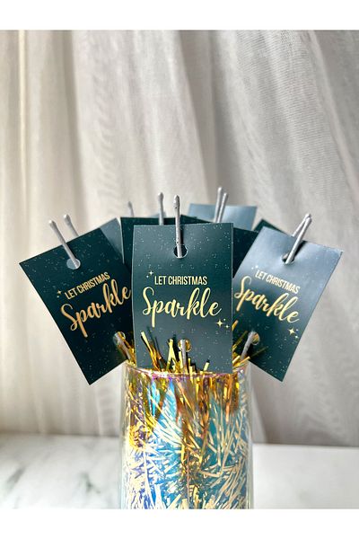 The Istanbul Event 10-Piece Green Christmas "Let Christmas Sparkle" Torch - New Year Torch - Christmas Ornament