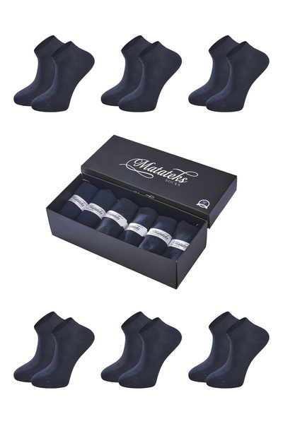 Matateks Bambu Erkek Patik Düz Lacivert Çorap 200 Iğne Dikişsiz Premium 6’lı Kutulu