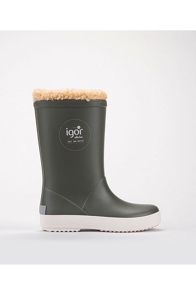 IGOR W10207 Splash Nautico Kids Furry Khaki Green Rain Boots