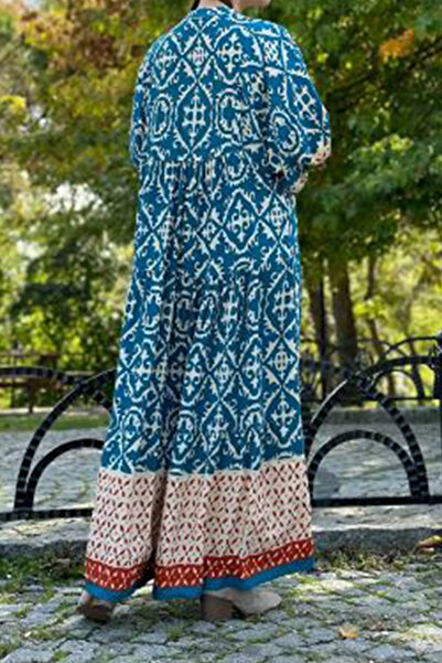 AYASOFYA OTANTIK Women's Petrol Katleya Button Detailed Casual Dress